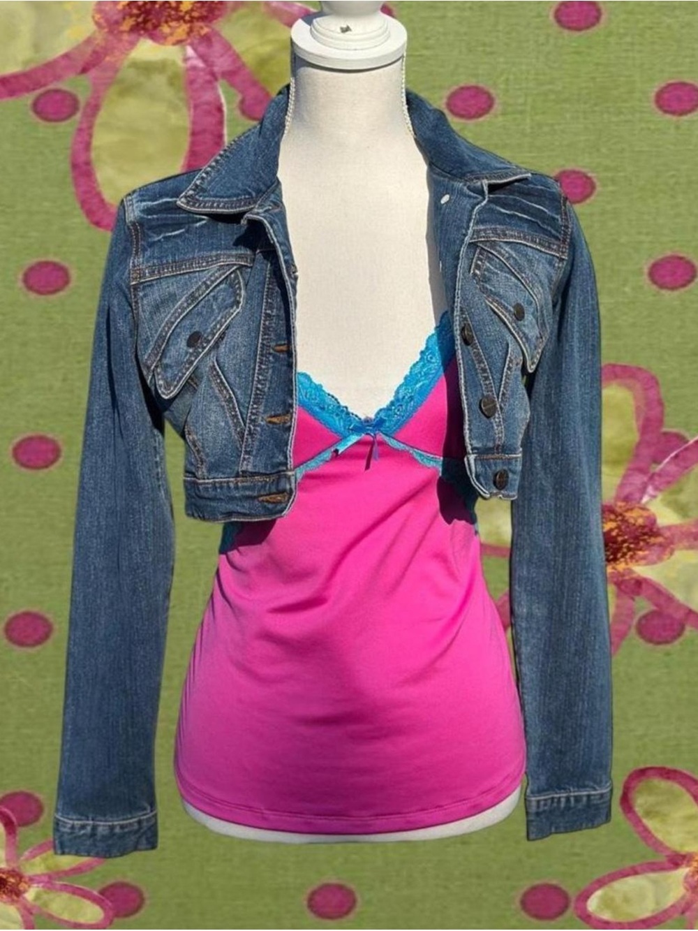 Women’s Pink Lace-Trim Cami Tank Top